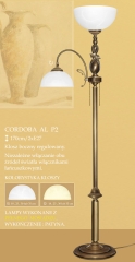 Lampa podłogowa 2 płom. CORDOBA AL klosz alabaster biały krem Ø 30cm góra Ø 19 cm boczny P2 ICARO