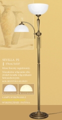Lampa podłogowa 2 płom. Sevilla P2 klosz alabaster biały krem Ø 30cm góra Ø 19cm boczny ICARO