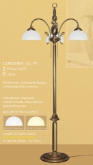 Lampa podłogowa 3 płom. CORDOBA AL klosz alabaster Ø 19cm biały krem P3 ICARO