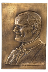 Pope John Paul II bas-relief Brass
