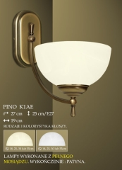 Lampa kinkiet 1 płom. odwrotny Pino klosz alabaster Ø 19cm biały krem K1A ICARO