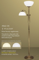 Lampa podłogowa 2 płom. Pino P2 klosz alabaster biały krem Ø 30cm góra Ø 19 cm boczny ICARO