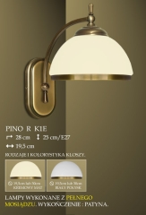 Lampa kinkiet 1 płom. Pino R klosz opal Ø 20cm biały krem K1 K1E ICARO