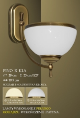Lampa kinkiet 1 płom. odwrotny Pino R klosz opal Ø 20cm biały krem K1A K1AE ICARO