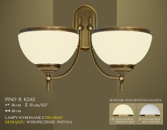 Lampa kinkiet 2 płom. odwrotny Pino R klosz opal Ø 20cm biały krem K2A K2AE ICARO