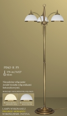Lampa podłogowa 3 płom. Pino R klosz opal Ø 20cm biały krem RP3 RP3E ICARO