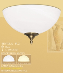 Plafon 2 płom. Sevilla klosz alabaster Ø 35cm biały krem PL2 ICARO