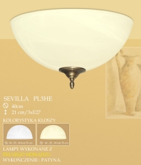 Plafon 3 płom. Sevilla klosz alabaster Ø 40cm biały krem PL3HE ICARO