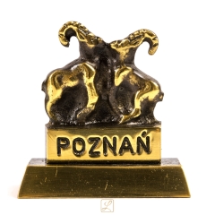 Statuetka Poznańskie Koziołki mosiądz, waga 102g. Pamiątka z Poznania do samolotu