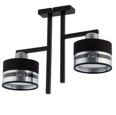 PRO 2 lampa plafon z abażurem 2xE27 czarna/srebrna Sigma 32150