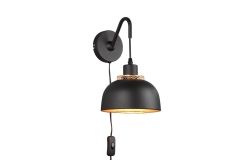 PUNCH Lampa kinkiet z przewodem E27 czarny/złoty R20811732 RL