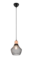 VALERIA Lampa wisząca Ø 18cm E27 czarny/jasne drewno R31281032 RL
