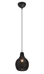SPROUT Lampa wisząca Ø 17cm E14 czarny/czarny rattan R31291002 RL