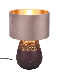KIRAN Lampa stołowa ceramiczna z abażurem E27 brązowy R51231094 RL