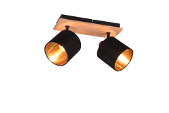 TOMMY Lampa plafon belka z abażurem 2xE14 czarny/jasne drewno R81332030 RL