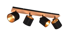 TOMMY Lampa plafon belka z abażurem 4xE14 czarny/jasne drewno R81334030 RL