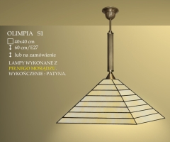 Pendant lamp 1 flame. Olimpia stained glass lampshade 40cm beige S1 ICARO