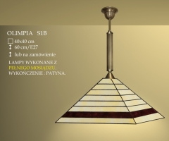 Pendant lamp 1 flame. Olimpia stained glass lampshade 40cm beige and brown S1B ICARO