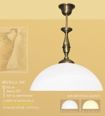 Lampa zwis 1 płom. Sevilla klosz alabaster Ø 35cm biały krem S1C ICARO