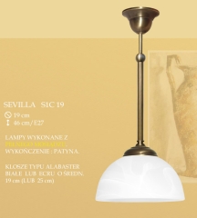 Lampa zwis 1 płom. Sevilla klosz alabaster Ø 19cm biały krem S1C19 ICARO