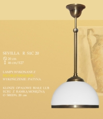 Lampa wisząca 1 płom. Sevilla R klosz opal Ø 20cm biały krem RS1C20  RS1CE20 ICARO