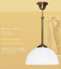 Lampa zwis 1 płom. Sevilla klosz alabaster Ø 25cm biały krem S1D25 ICARO