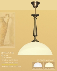 Lampa zwis 1 płom. Sevilla klosz alabaster Ø 35cm biały krem S1 ICARO