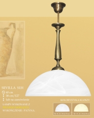 Lampa zwis 1 płom. Sevilla klosz alabaster Ø 40cm biały krem S1HE ICARO