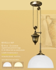 Sevilla 1-flame chandelier lamp with counterbalance shade alabaster Ø 30cm white cream S1P ICARO