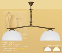 Lampa żyrandol 2 płom. Sevilla klosz alabaster Ø 30cm biały krem S2L30 ICARO