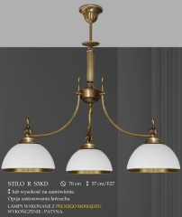 Lampa żyrandol 3 płomienny Stilo R klosz opal Ø 20cm biały krem RS3KD RS3KDE ICARO