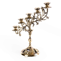 Brass candle holder, 5 arms, oblique no. 14