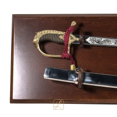 Polish saber, model 21, chrome, parade version with scabbard on a hanging table