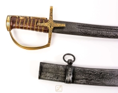 Aged Hussar sabre with scabbard 1863, etching "God Save Poland"