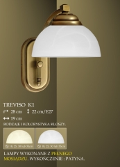 Lampa kinkiet 1 płomienny Treviso klosz alabaster Ø 19cm biały krem K1 ICARO