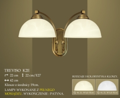 Lampa kinkiet 2 płomienny Treviso klosz alabaster Ø 19cm biały krem K2 ICARO