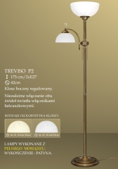 Lampa podłogowa 2 płom. Treviso P2 klosz alabaster biały krem Ø 30cm góra Ø 19 cm boczny ICARO