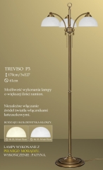 Lampa podłogowa 3 płom. Treviso klosz alabaster Ø19cm biały krem P3 ICARO