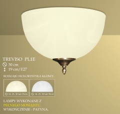 Lampa plafon 1 płomienny Treviso klosz alabaster Ø 30cm biały krem PL1 ICARO