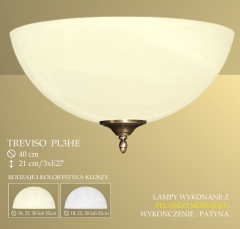 Lampa plafon 3 płomienny Treviso klosz alabaster Ø 40cm biały krem PL3HE ICARO