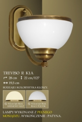 Lampa kinkiet 1 płomienny odwrotny Treviso R klosz opal Ø 20cm biały krem K1A K1AE ICARO