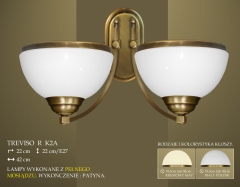 Lampa kinkiet 2 płomienny odwrotny Treviso R klosz opal Ø 20cm biały krem K2A K2AE ICARO