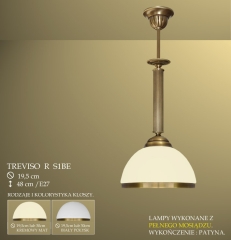 Lampa wisząca 1 płom. Treviso R klosz opal Ø 20cm biały krem RS1B RS1BE ICARO