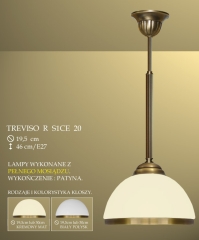 Lampa wisząca 1 płom. Treviso R klosz opal Ø 20cm biały krem RS1C RS1CE ICARO
