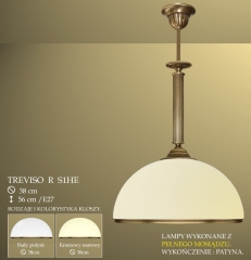 Lampa wisząca 1 płom. Treviso R klosz opal Ø 38cm biały krem RS1H RS1HE ICARO