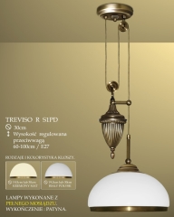 Lampa wisząca 1 płom. z przeciwwagą Treviso R klosz opal Ø 30cm biały krem RS1PD RS1PDE ICARO