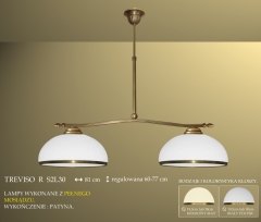 Lampa żyrandol 2 płom. regulowana wysokość Treviso R klosz opal Ø 30cm biały krem RS2L30 RS2LE30 ICARO