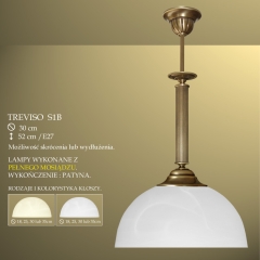 Lampa zwis pojedynczy Treviso klosz alabaster Ø 30cm biały krem S1B30 ICARO