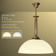 Lampa zwis pojedynczy duży Treviso klosz alabaster Ø40cm biały krem S1HE ICARO