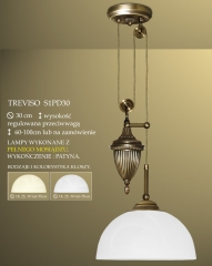 Lampa żyrandol 1 płom. z przeciwwagą Treviso klosz alabaster Ø 30cm biały krem S1PD ICARO
